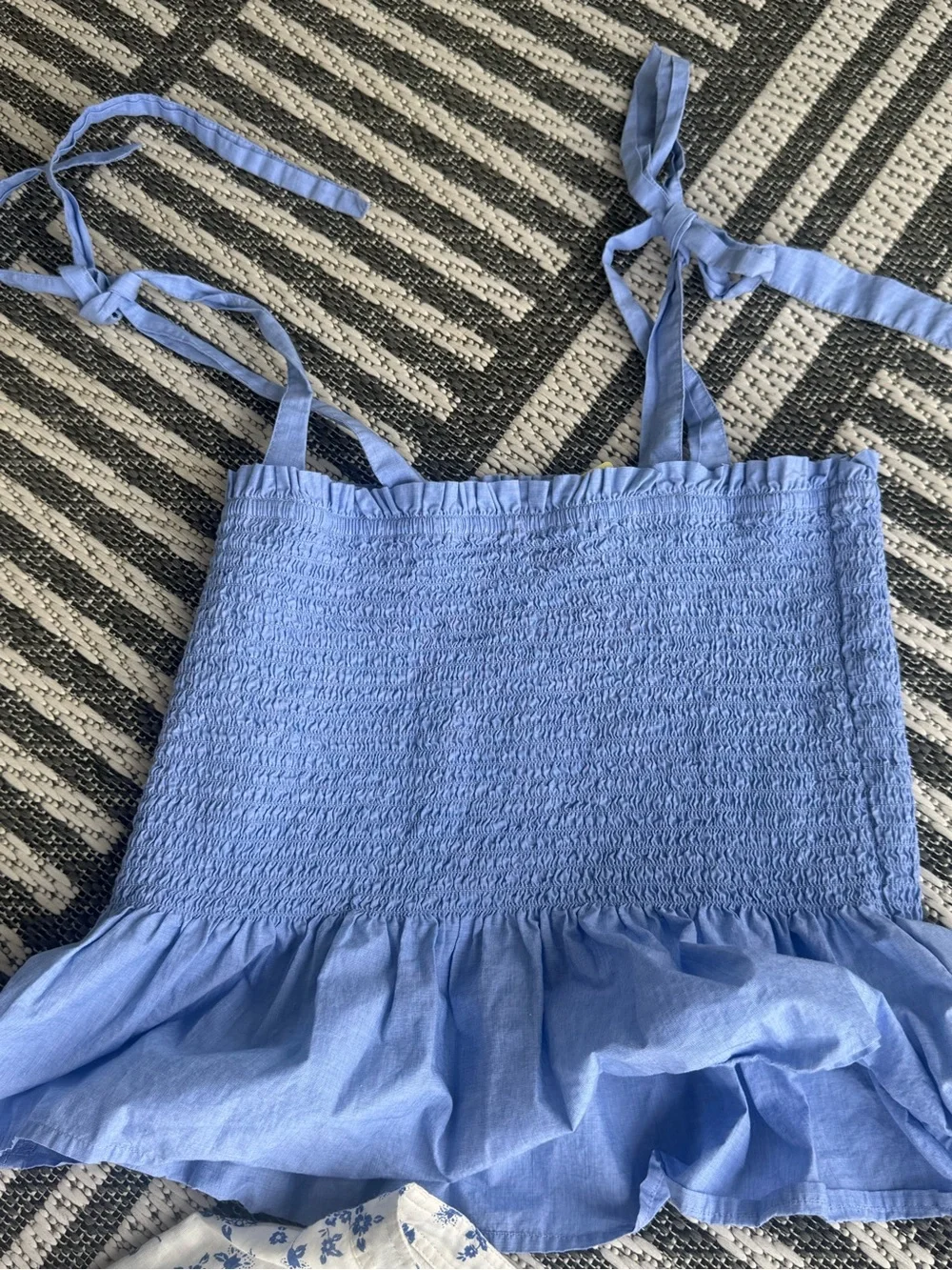 J. Crew Light Blue Smocked Tie-Shoulder Camisole